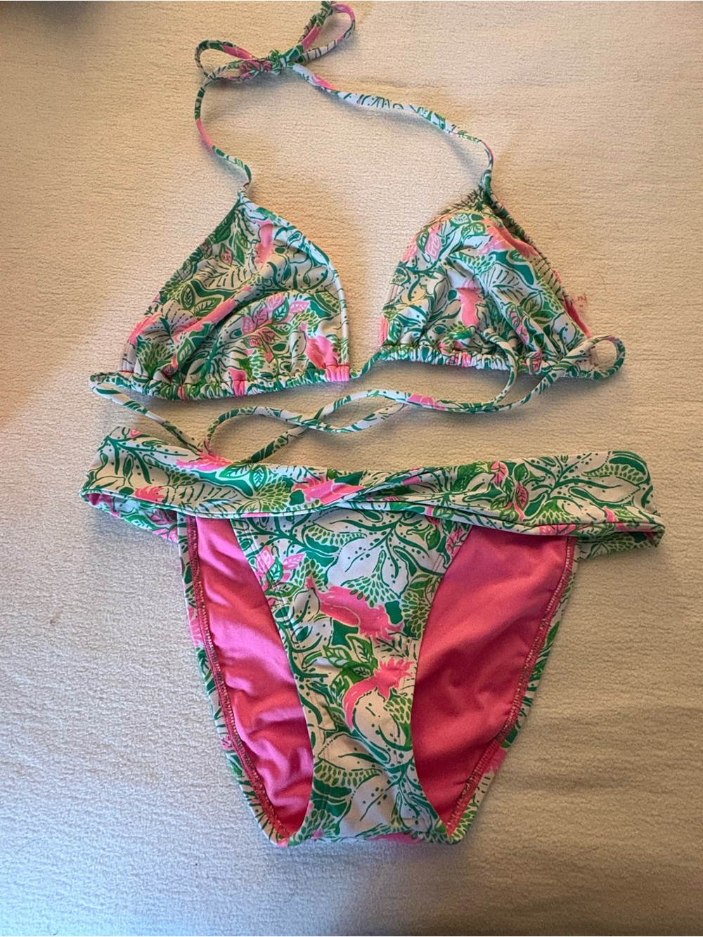 Lilly Pulitzer Pink & Green Floral Bikini, Sunguard & Swim Skirt. Mix and Match - Picture 5 of 5